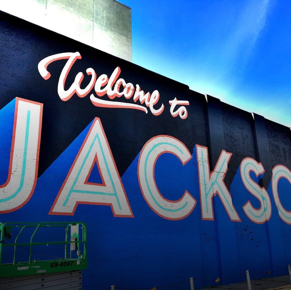 Welcome to Jackson mural sign.